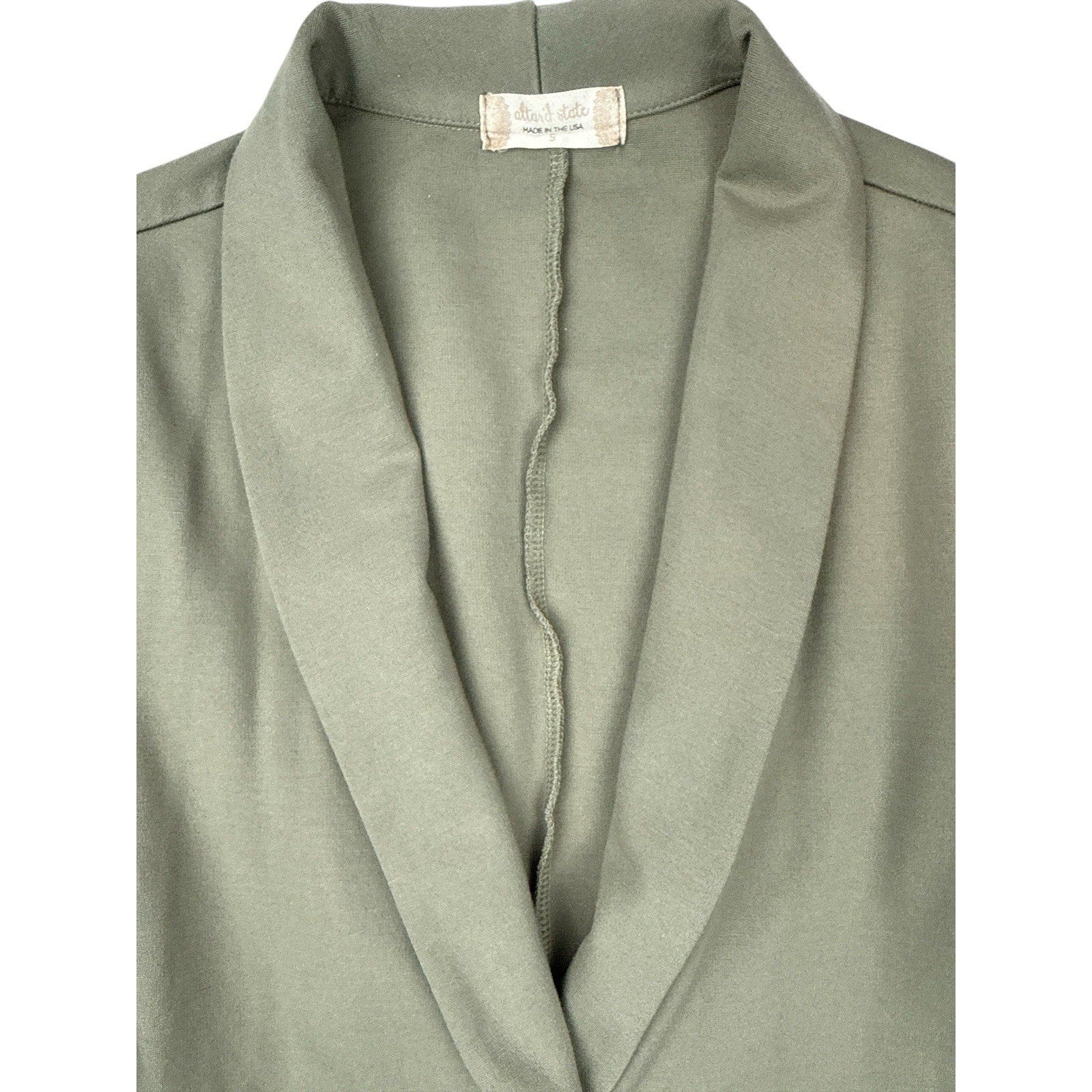 Altard State Women's Sz S Green Single Breasted 3/4 Ruch Sleeve Blazer