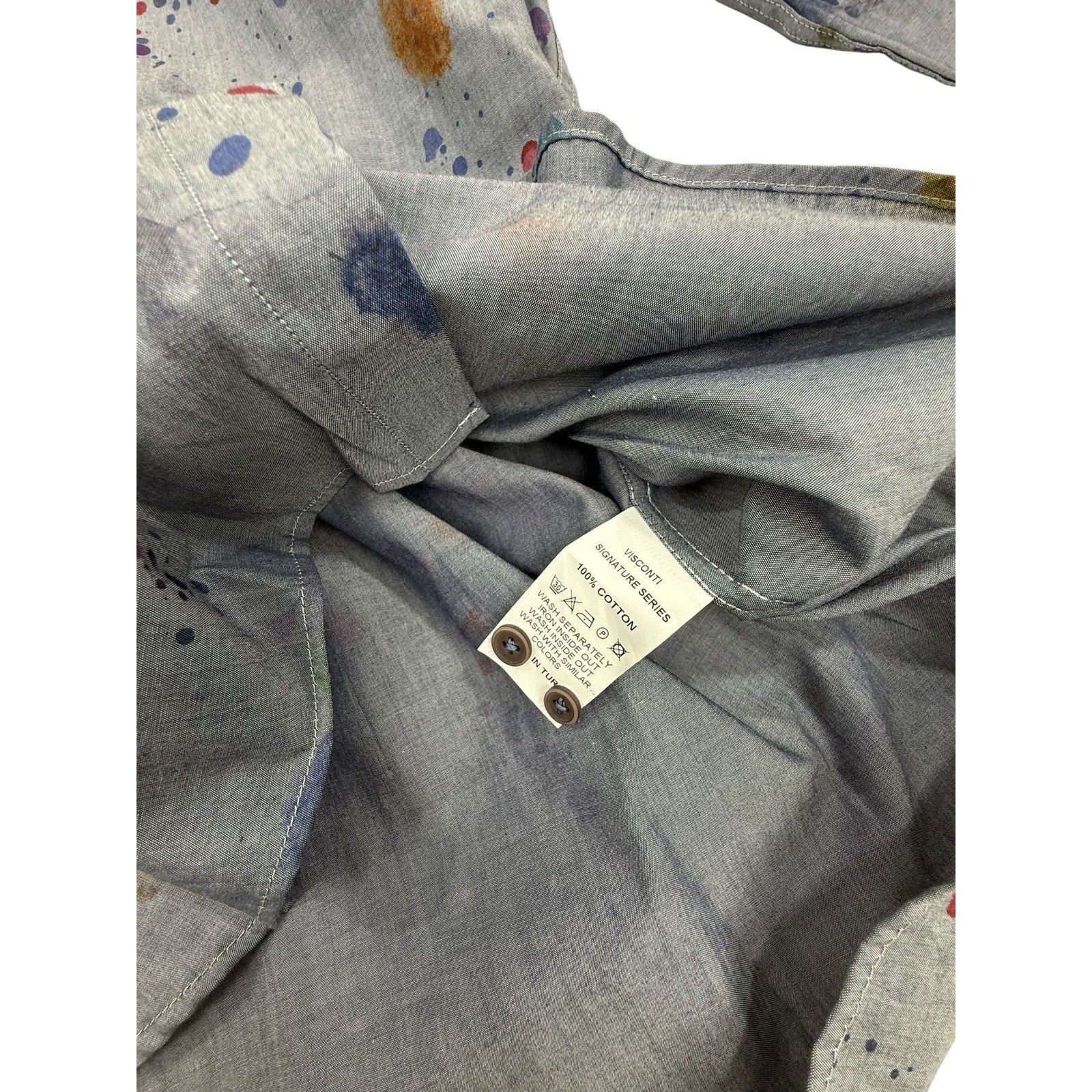 Visconti Signature Series Limited Edition Paint Splatter Button Down Shirt Size