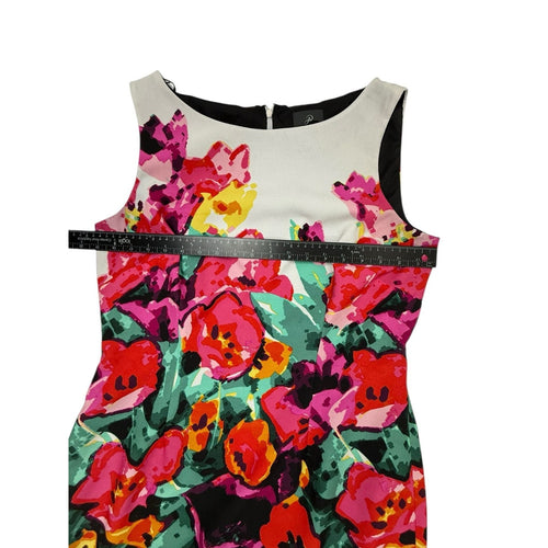 Adrianna Papell Women's Size 12 Vibrant Watercolor Floral Sheath Dress Sleeveles