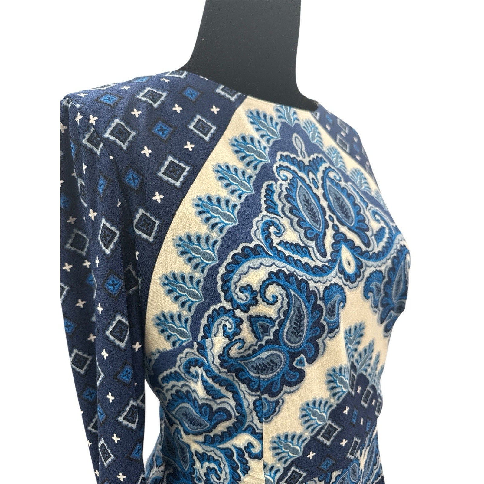 Maggy London Womens Blue Floral Print Midi Sheath Dress 6P