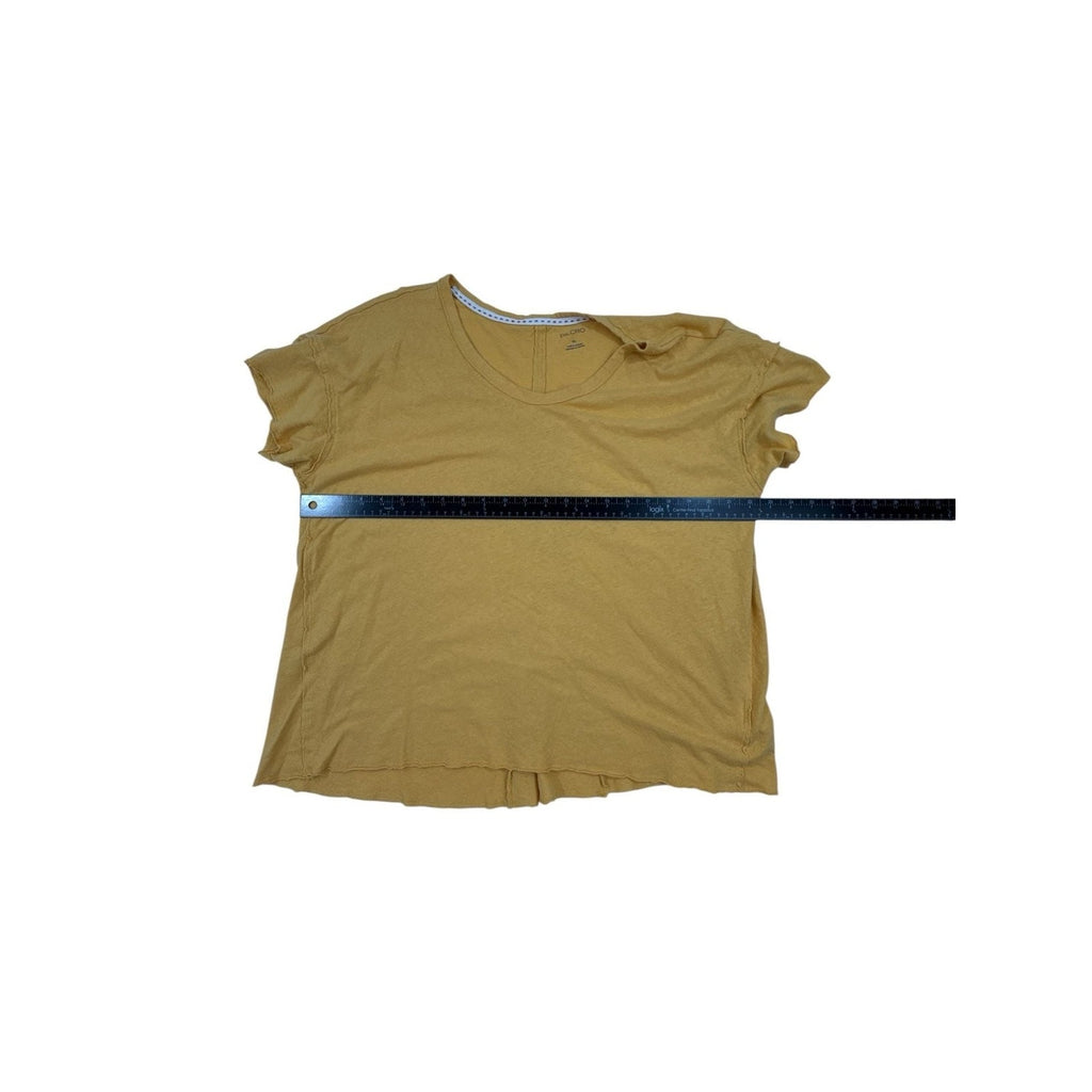 Pilcro Anthropologie Mustard Yellow Linen Blend Short Sleeve T-Shirt XL