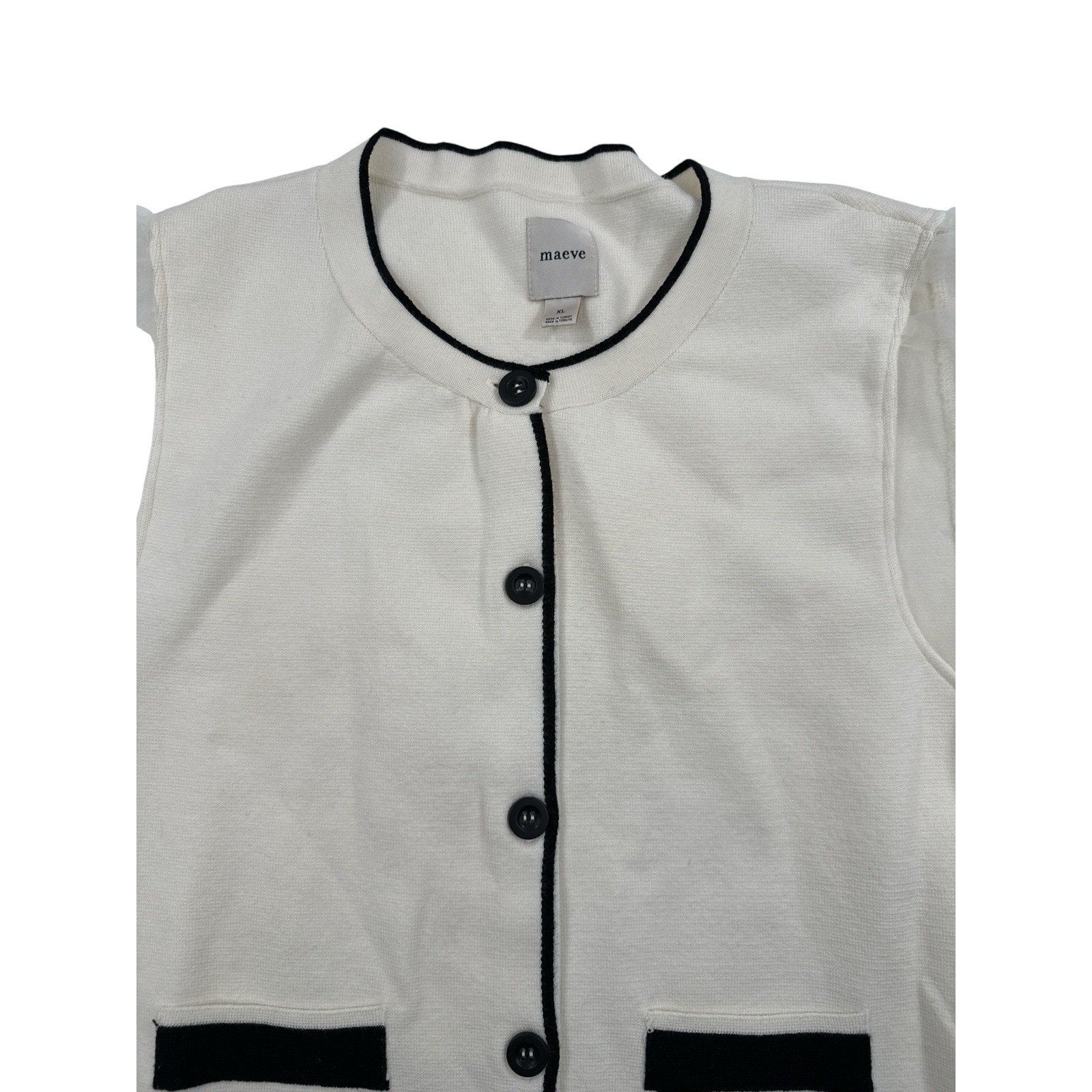 Maeve Anthropologie Sheer Sleeve Sweater Womens Size XL Ivory Organza