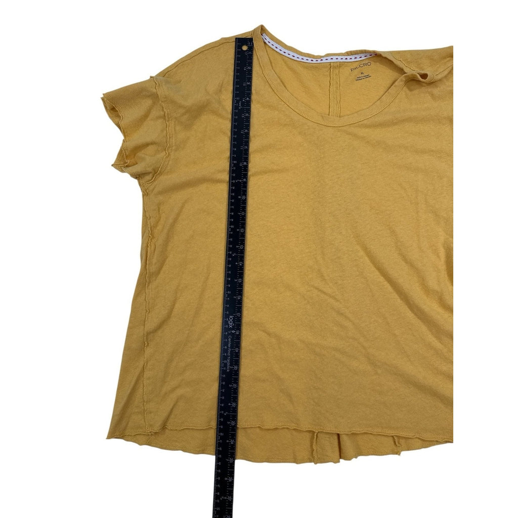 Pilcro Anthropologie Mustard Yellow Linen Blend Short Sleeve T-Shirt XL