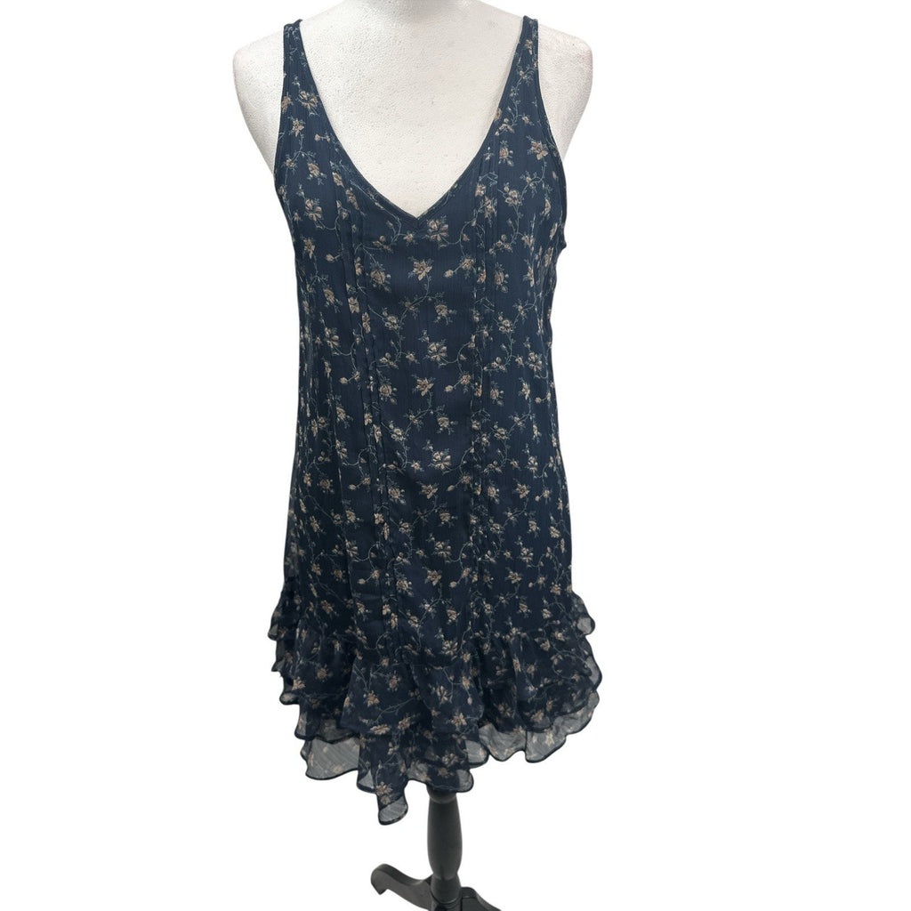Abercrombie & Fitch Navy Floral Ruffle Hem Babydoll Mini Dress Size S