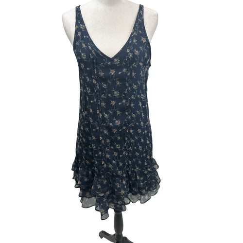 Abercrombie & Fitch Navy Floral Ruffle Hem Babydoll Mini Dress Size S