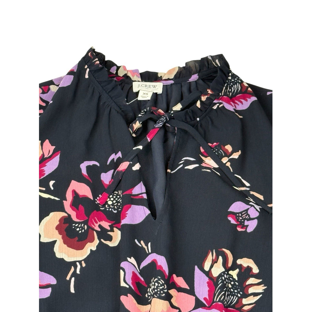 J.Crew Women's Navy Floral print smocked-waist dress Size XS NWTs