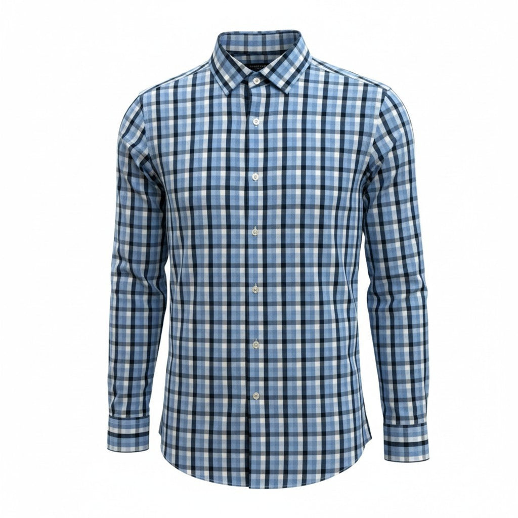 Banana Republic Shirt Mens Medium Camden Fit Blue Plaid Button Down Long Sleeve