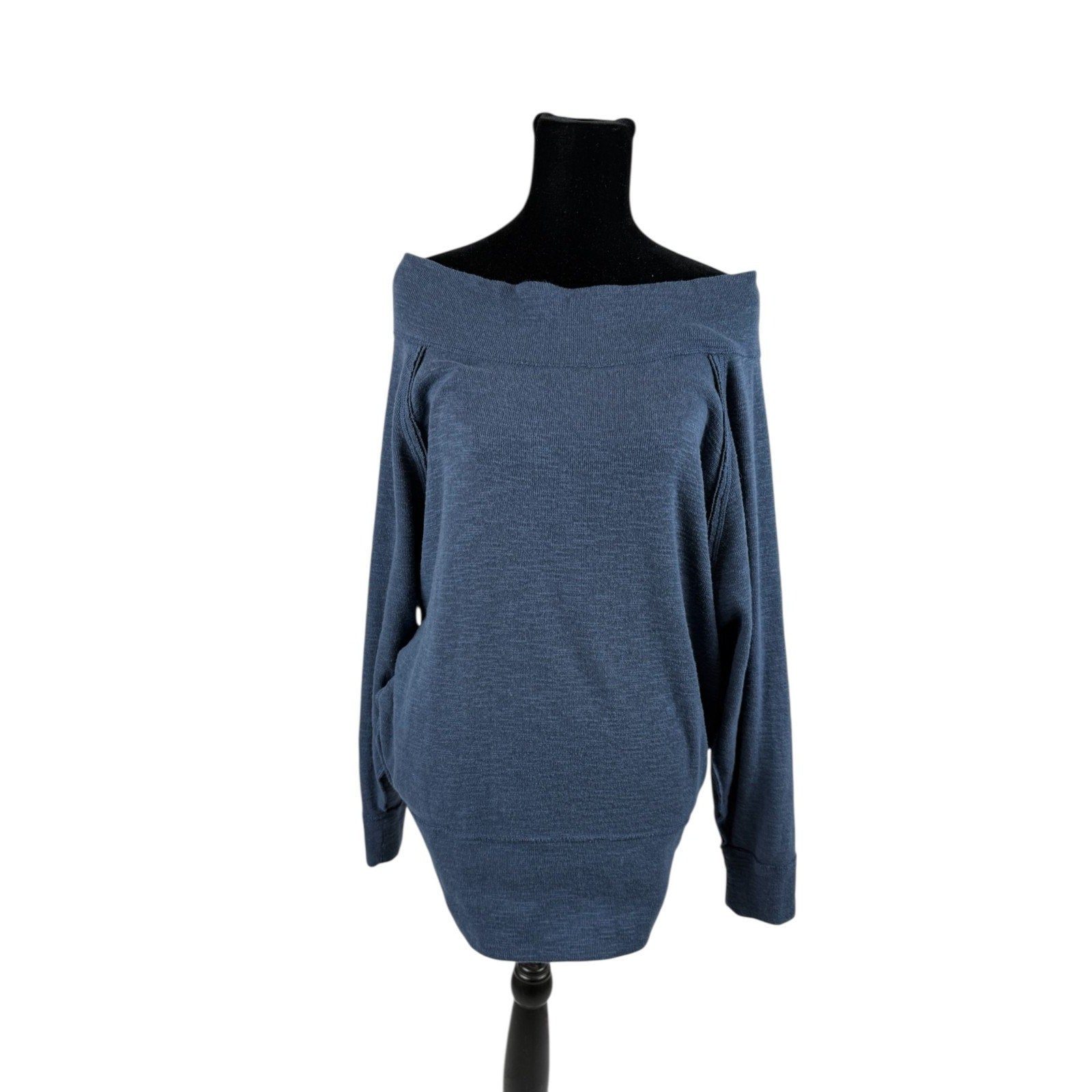 Free People Alana We the Free Off the Shoulder Navy Blue Sweater Size M