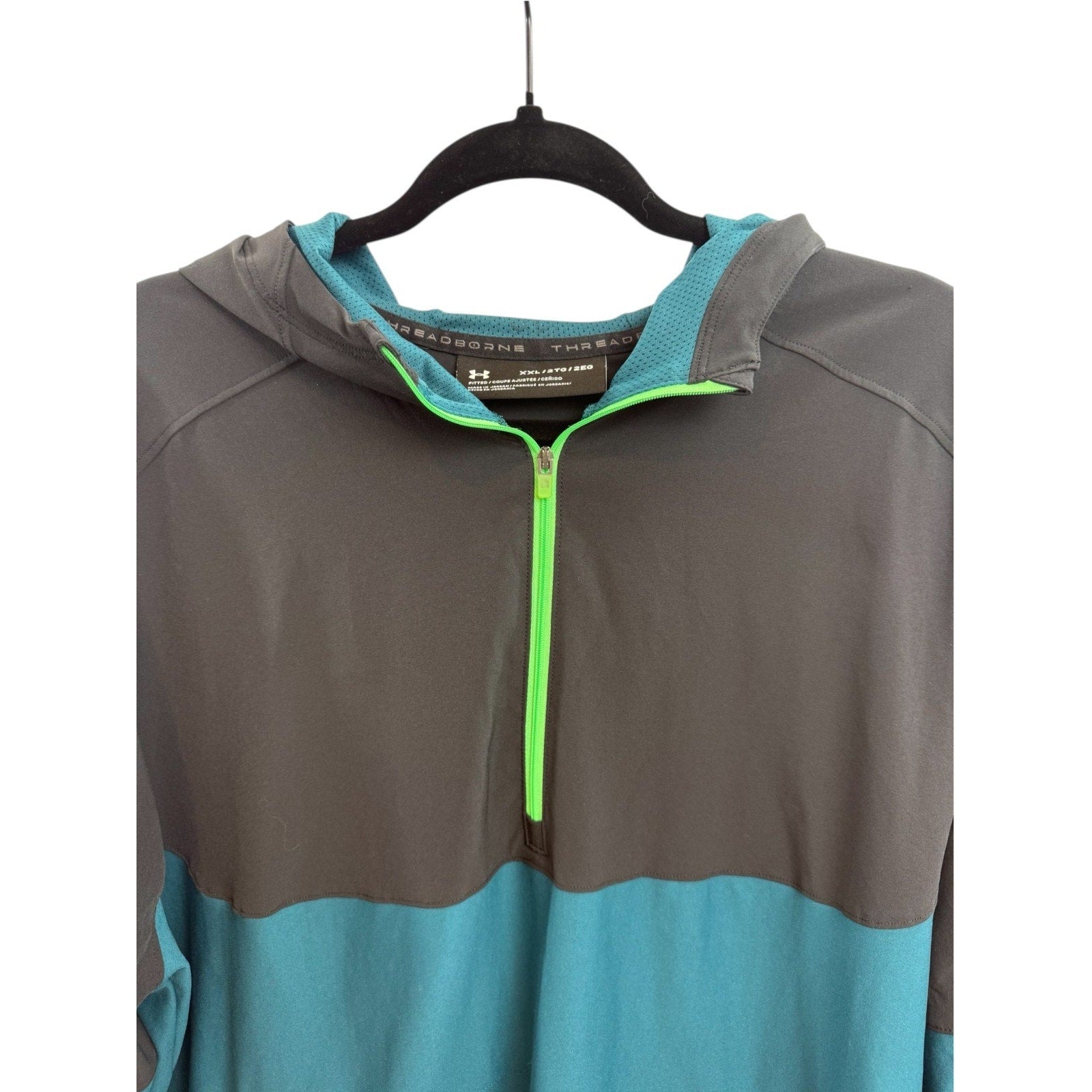 Mens Under Armour Black Teal Fitted 1/4 Quarter Zip Jacket Size XXL