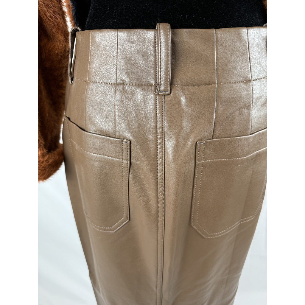 Maeve Anthropologie Colette Faux Leather Maxi Skirt Camel Brown Size XS
