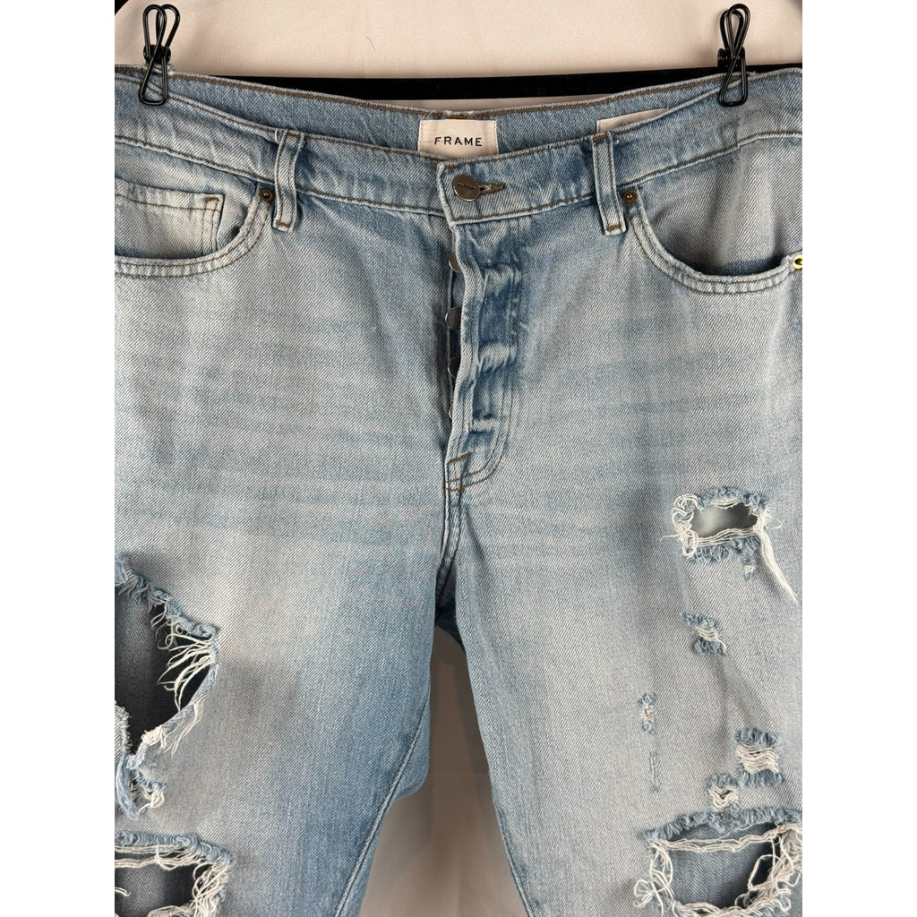 FRAME Denim Le Slouch Distressed Button Fly Light Wash Jeans Womens Size 29