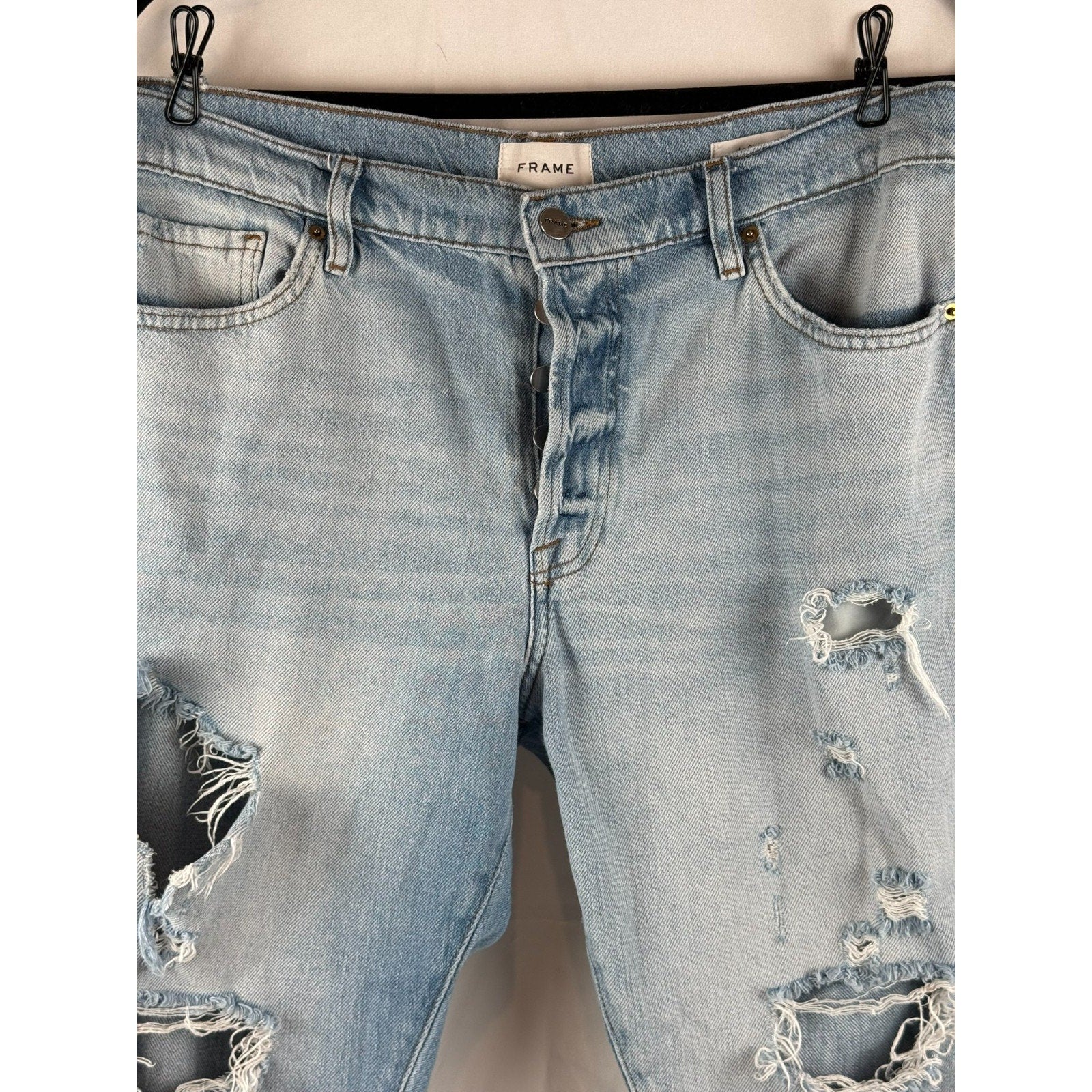 FRAME Denim Le Slouch Distressed Button Fly Light Wash Jeans Womens Size 29