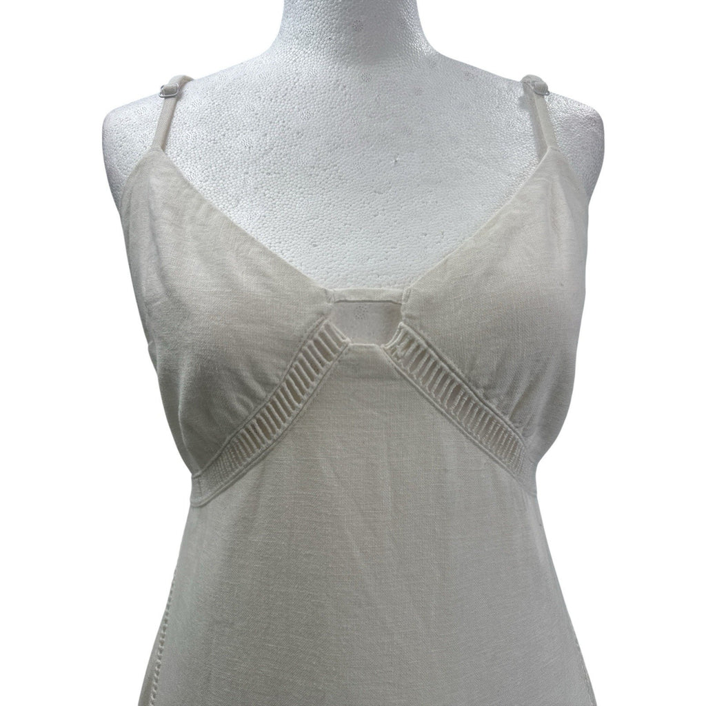 Abercrombie & Fitch White Linen Blend Sleeveless Maxi Dress Sz S