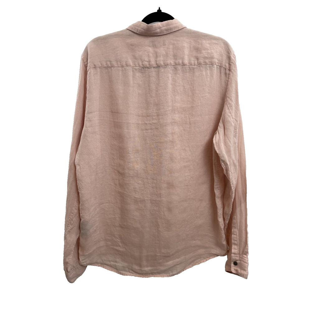 Theory Mens 100% Linen Long Sleeve Button Up Shirt Pink Size S