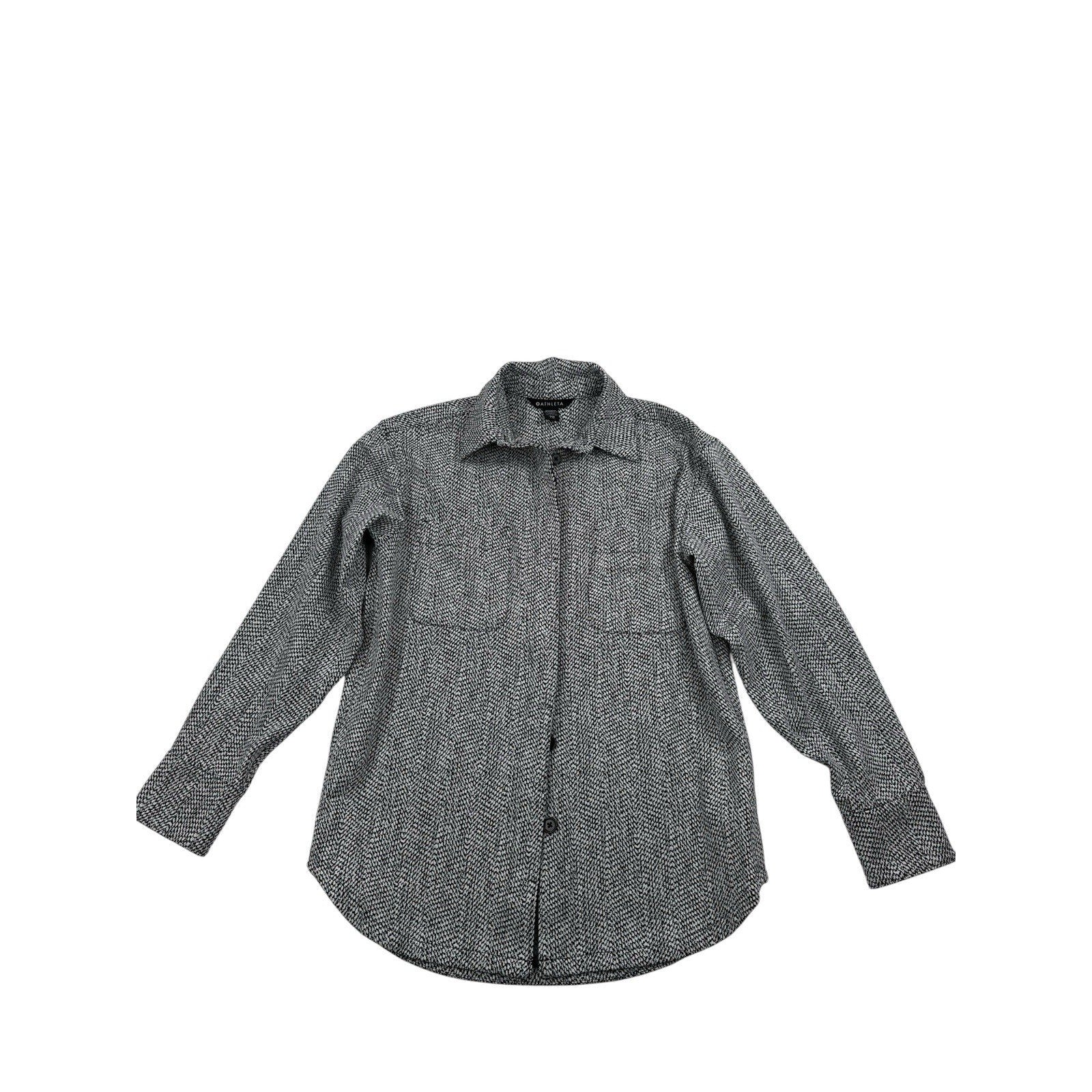 Athleta Textured Shirt Jacket Button Up in Braiden Black White Size XXS