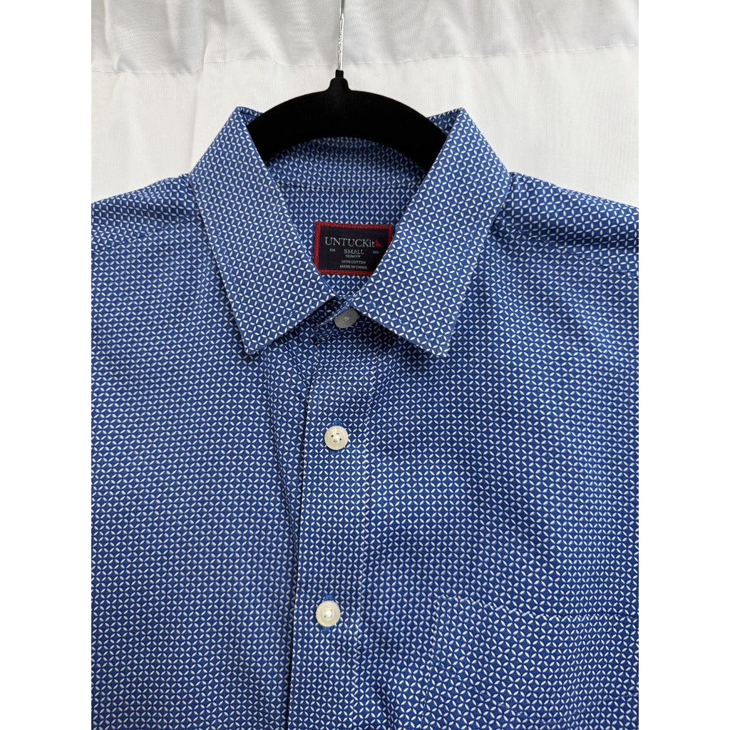 UNTUCKit Button Down Shirt Men Blue with White Stars Slim Fit Long Sleeve Size S