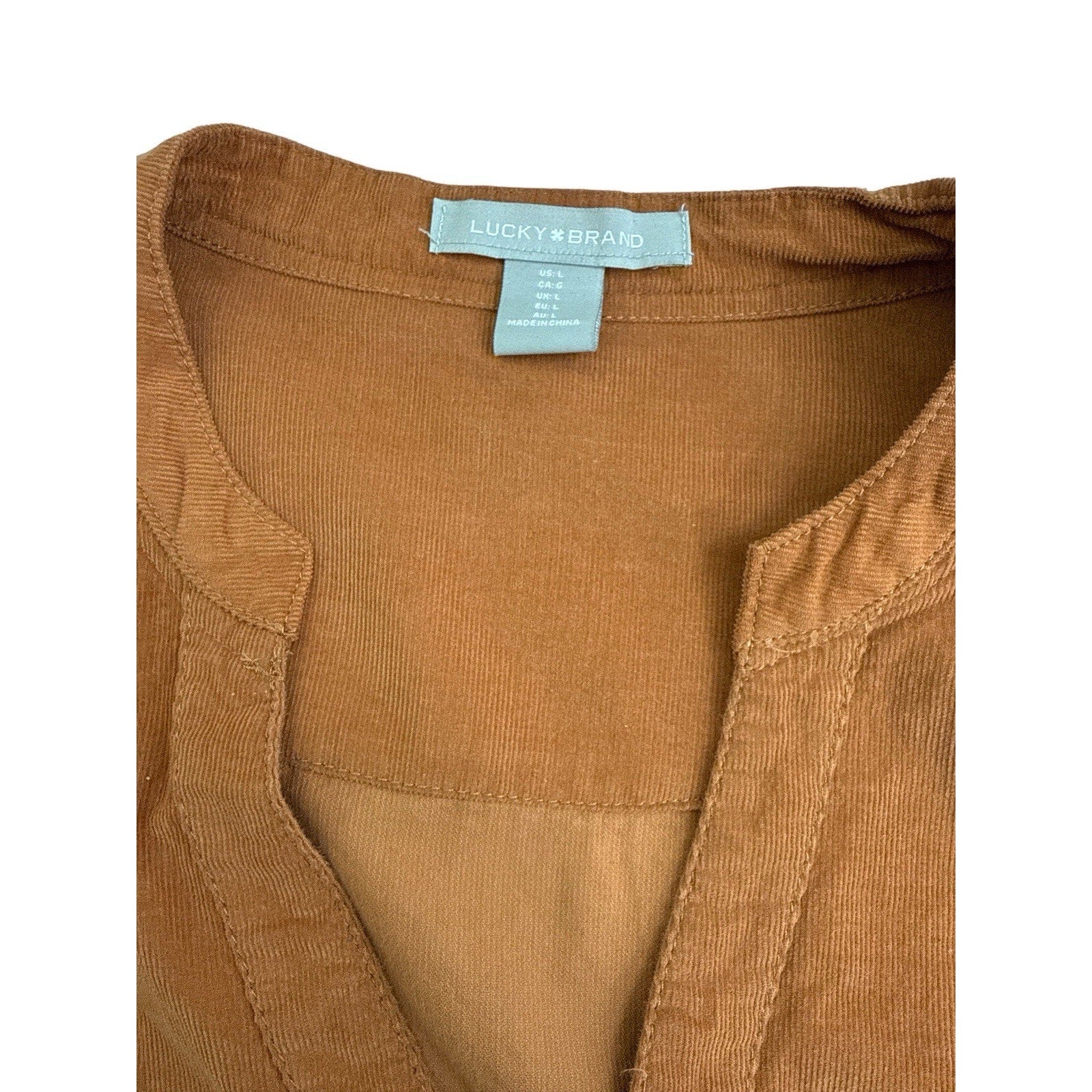 Lucky Brand Burnt Orange Brown Corduroy Long Sleeve Tiered Mini Dress Size L