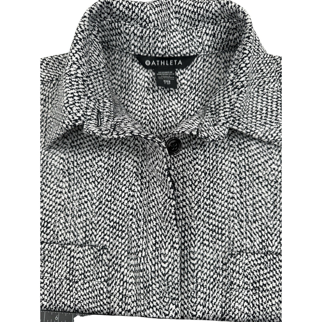 Athleta Textured Shirt Jacket Button Up in Braiden Black White Size XXS