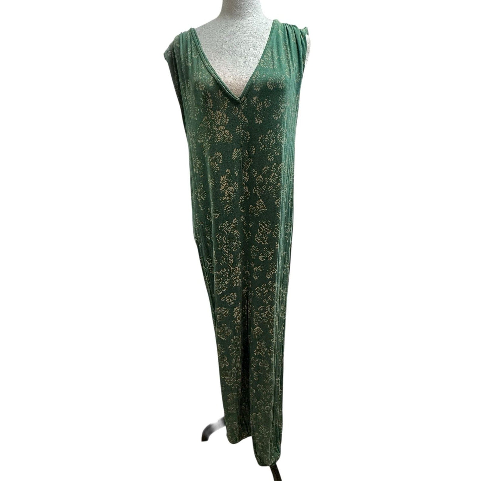 Anthropologie Women's XS Weekend Sleep Lounge Jumpsuit Green Floral