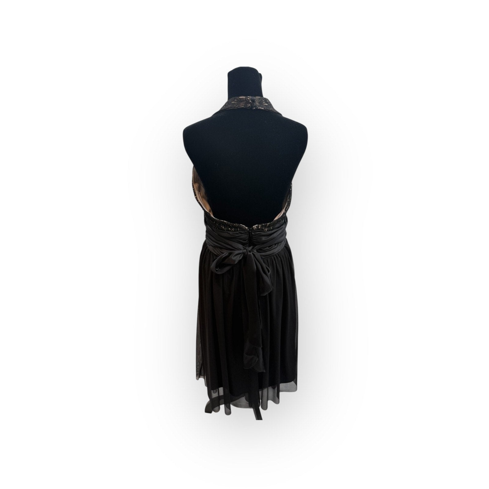 Maggy London Lace Silk Party Dress Black Size 10 Satin Tie