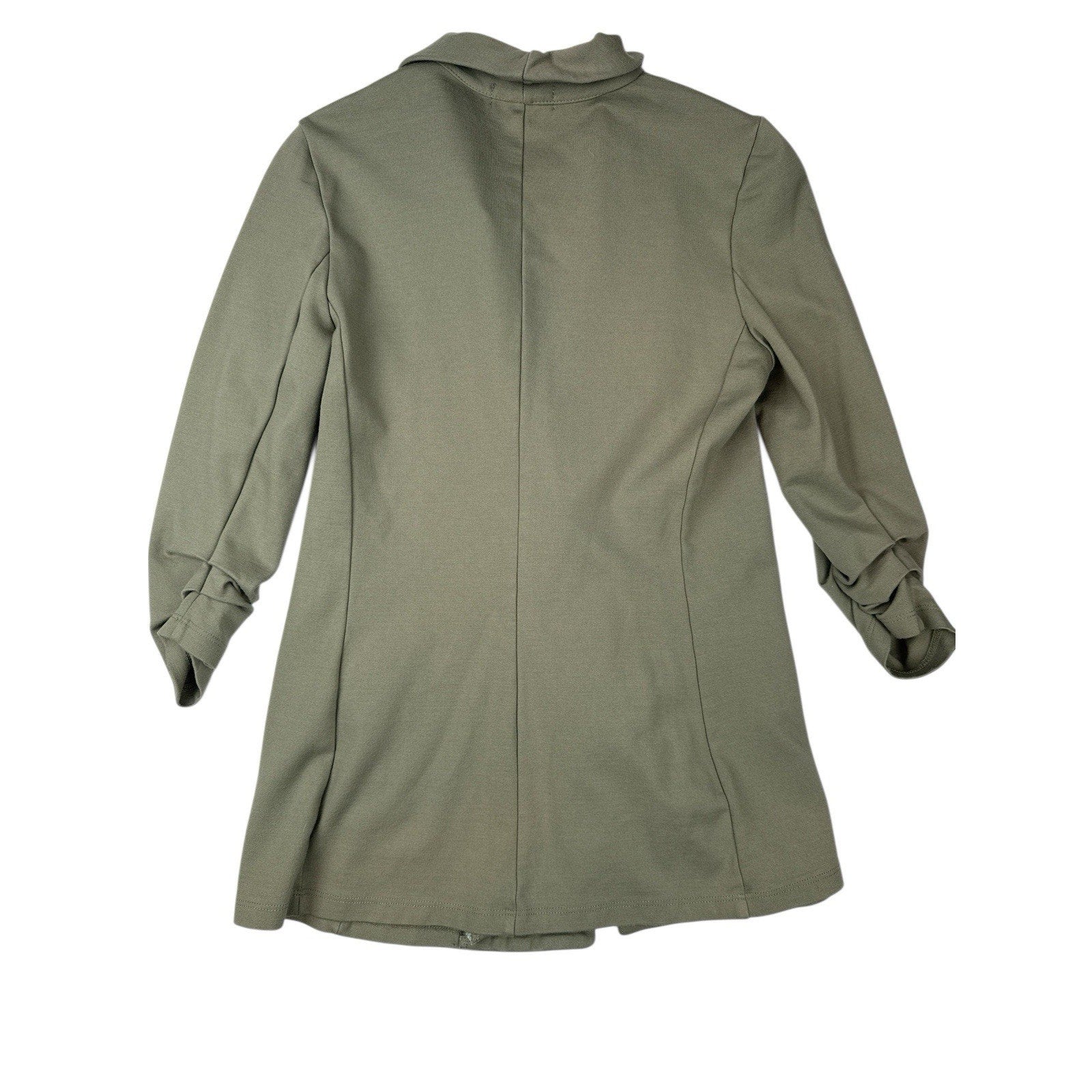 Altard State Women's Sz S Green Single Breasted 3/4 Ruch Sleeve Blazer