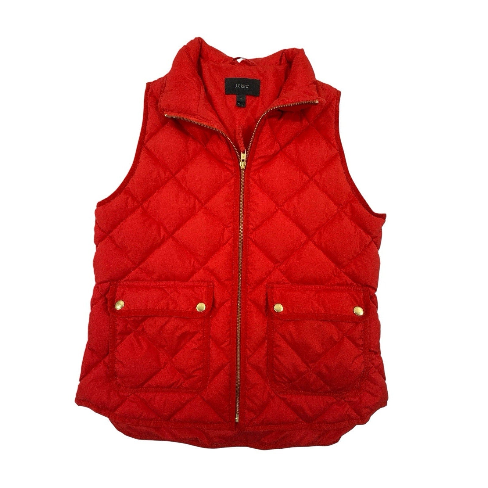 J. Crew Women’s Red Down Filled Puffer Vest Sz M