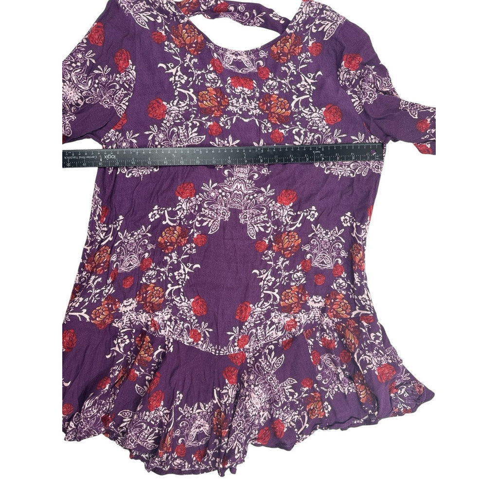 Free People Smooth Talker Floral Plumberry Combo Tunic Mini Dress M