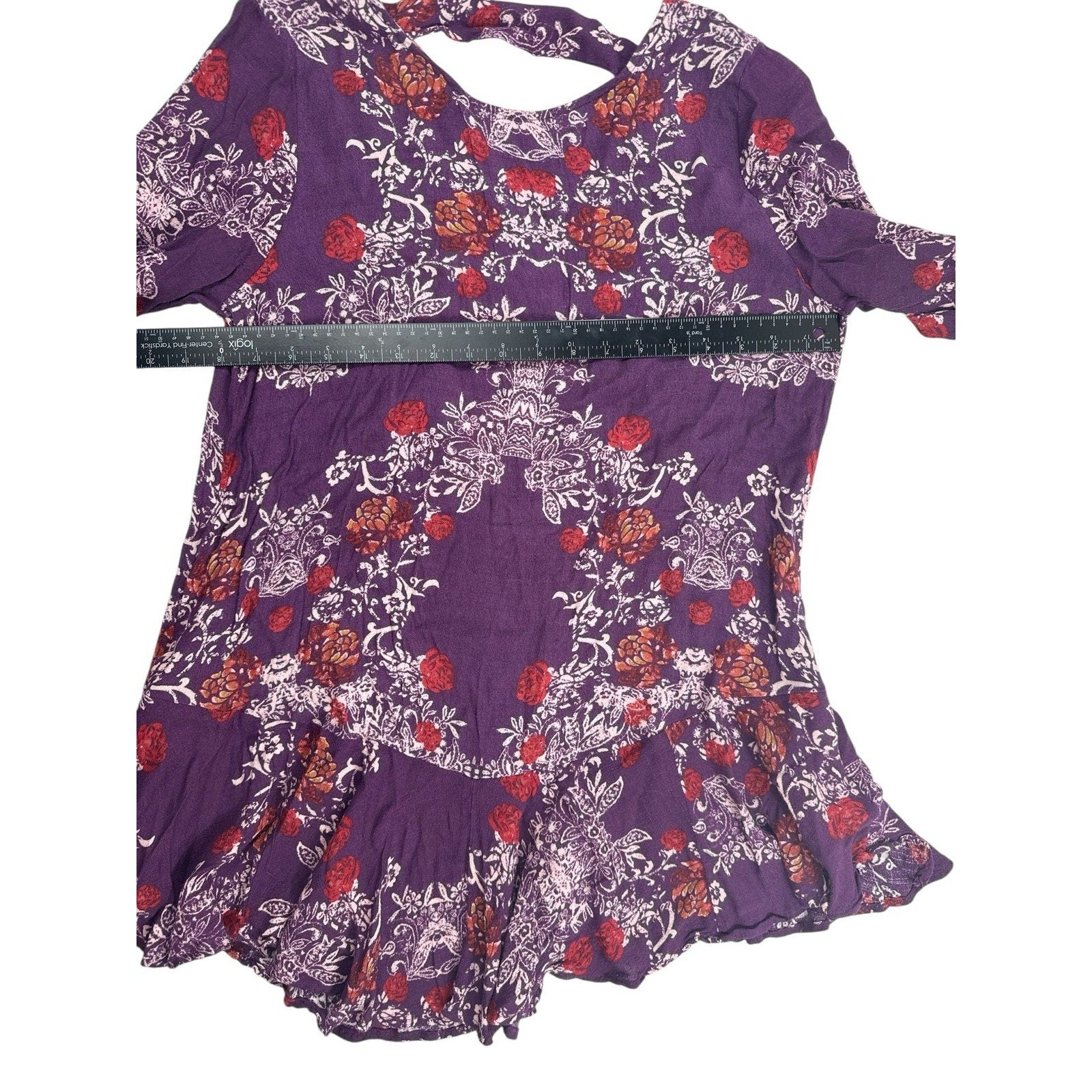 Free People Smooth Talker Floral Plumberry Combo Tunic Mini Dress M