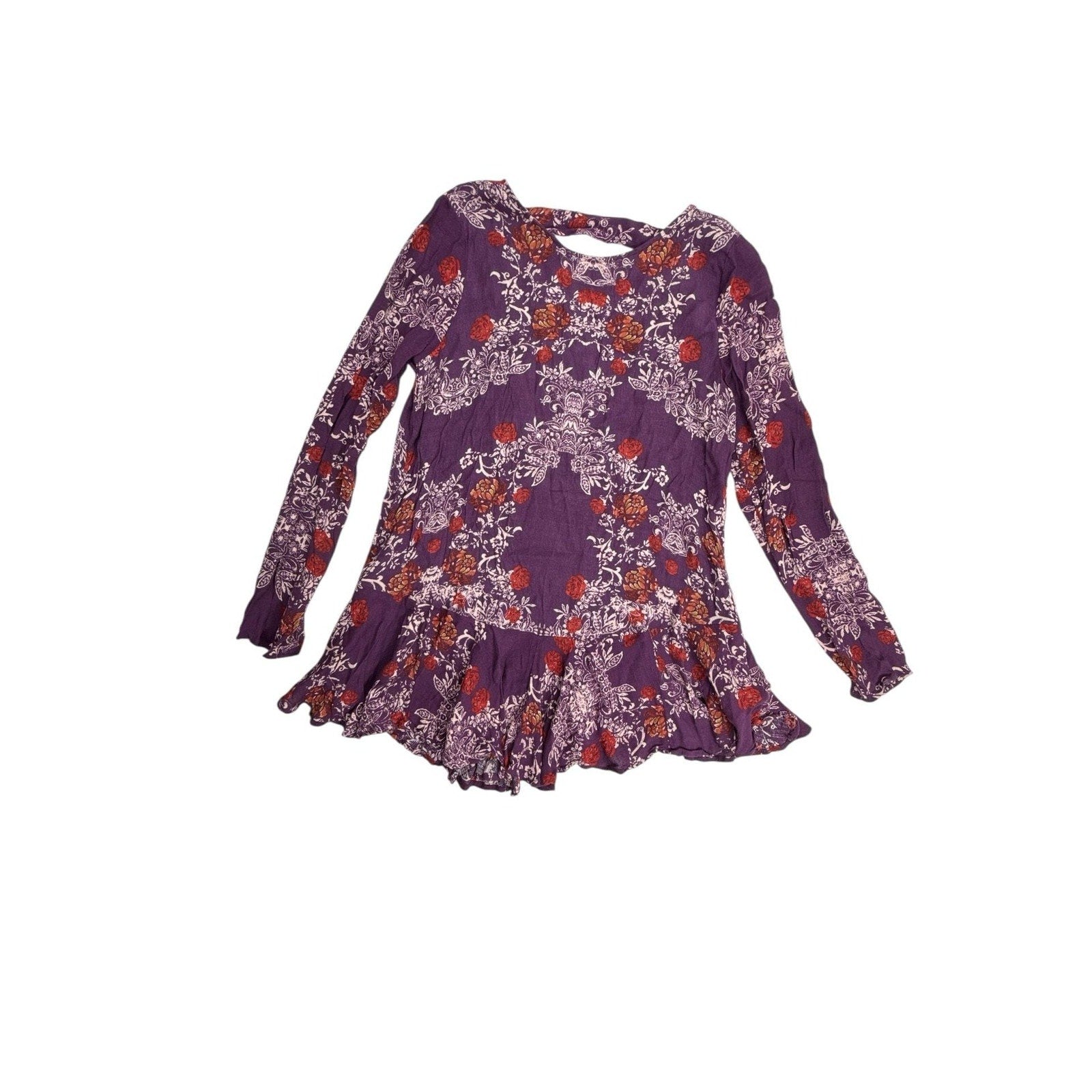 Free People Smooth Talker Floral Plumberry Combo Tunic Mini Dress M