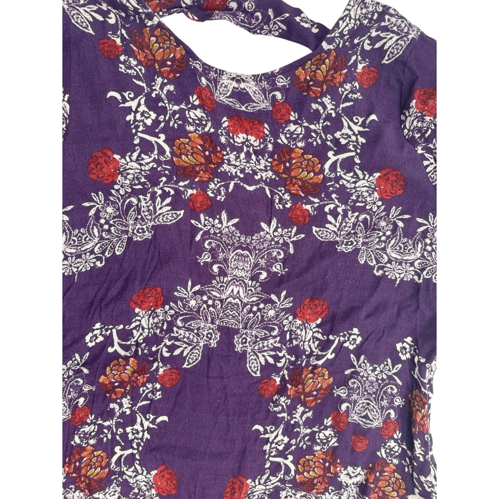 Free People Smooth Talker Floral Plumberry Combo Tunic Mini Dress M