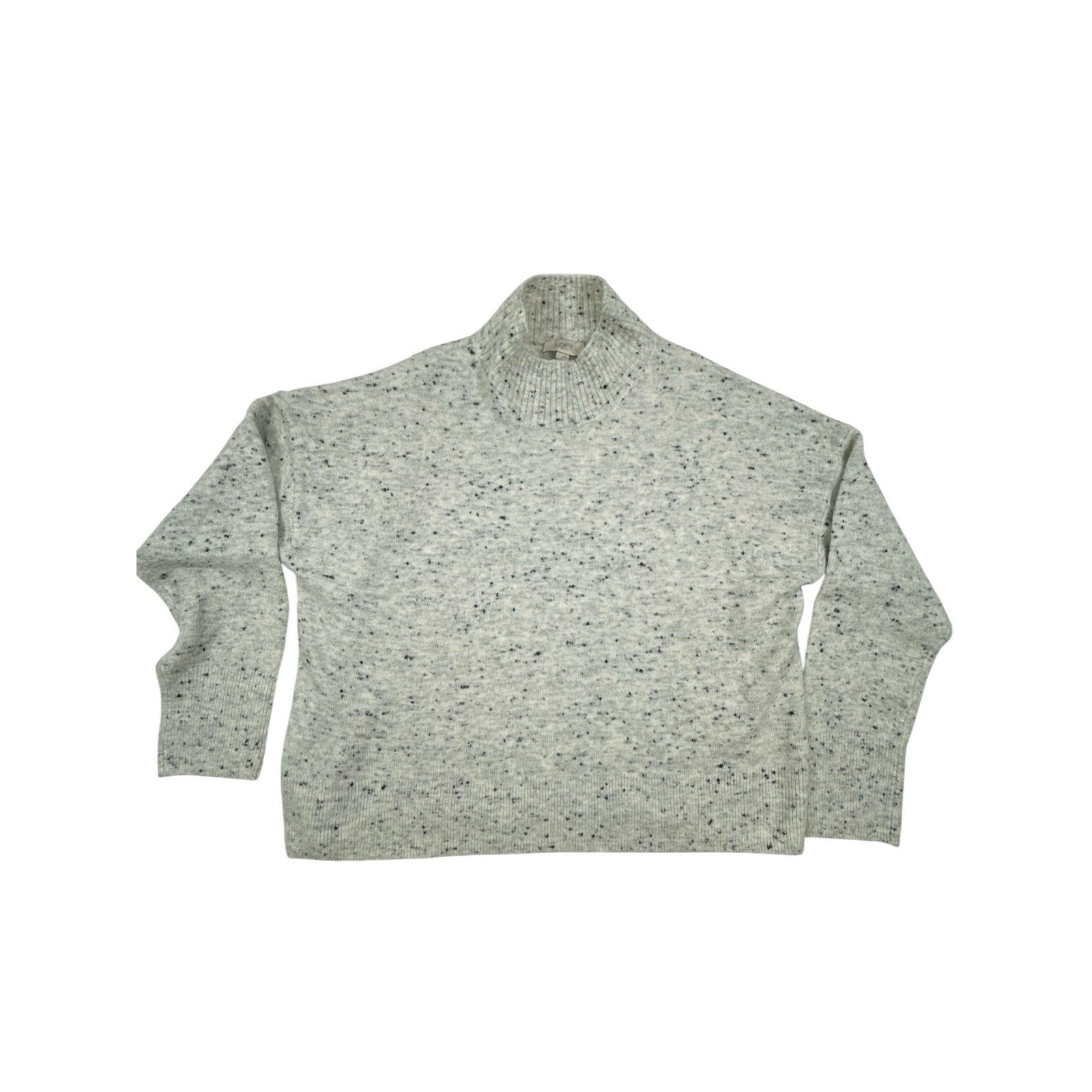 LOFT Outlet Women's Large Gray Speckled Donegal Mock Neck Pullover Sweater