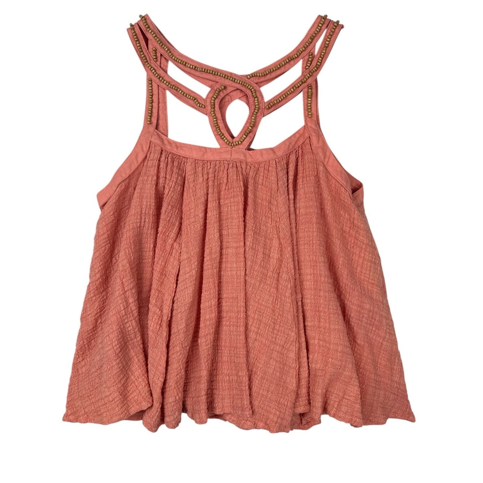 Altar'd State Flowy Beaded Boho Halter Tank Top in Rose