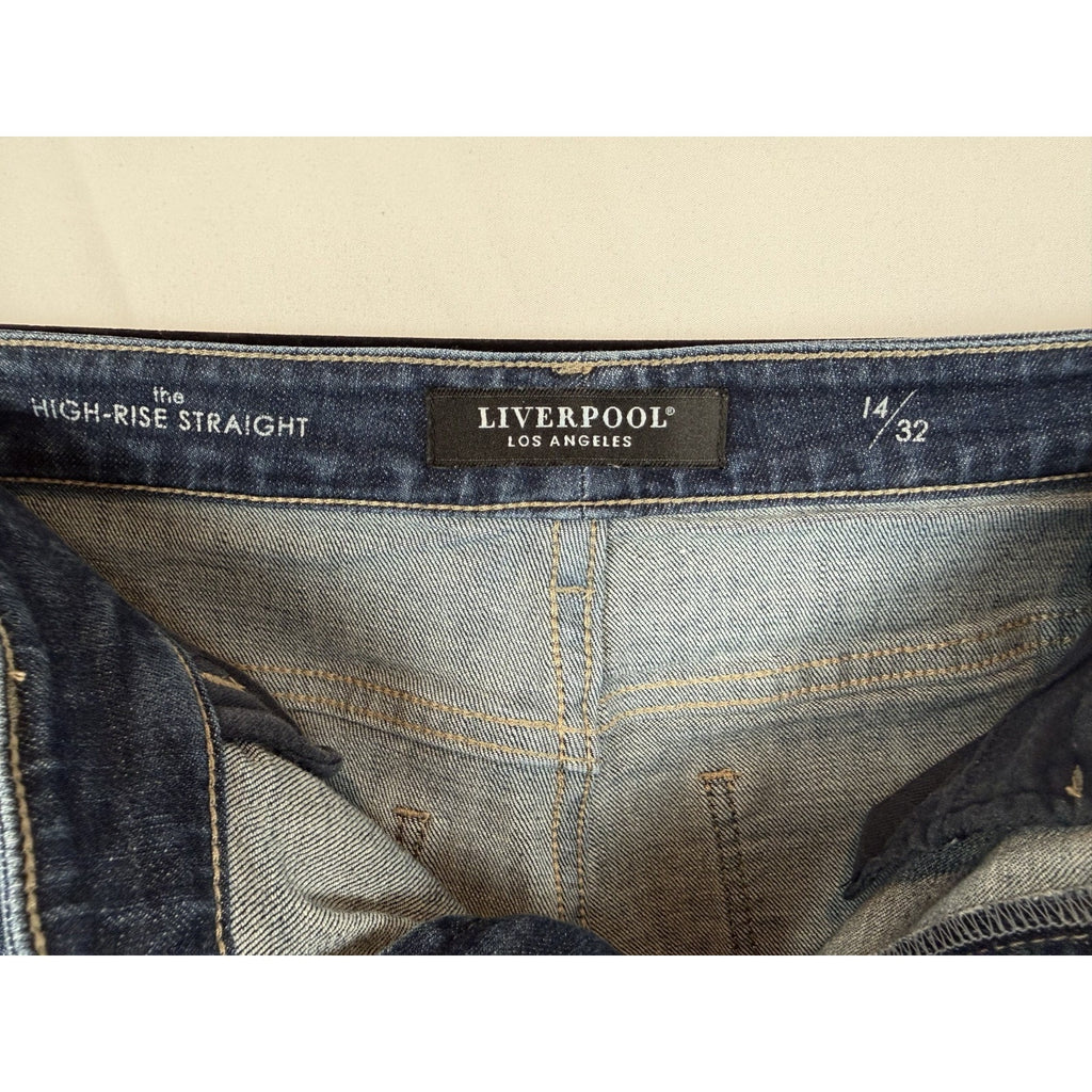 LIVERPOOL The High-Rise Straight Leg Jeans Blue Denim Size 14/32