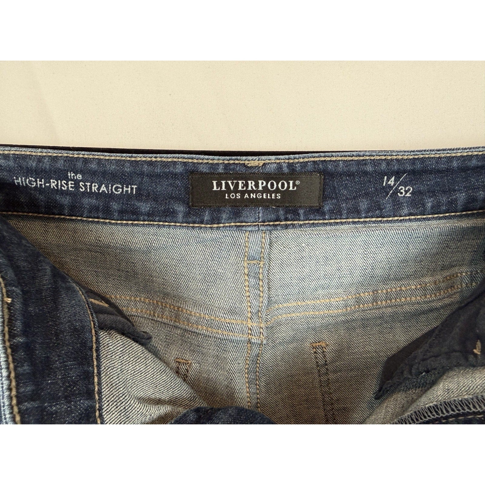 LIVERPOOL The High-Rise Straight Leg Jeans Blue Denim Size 14/32