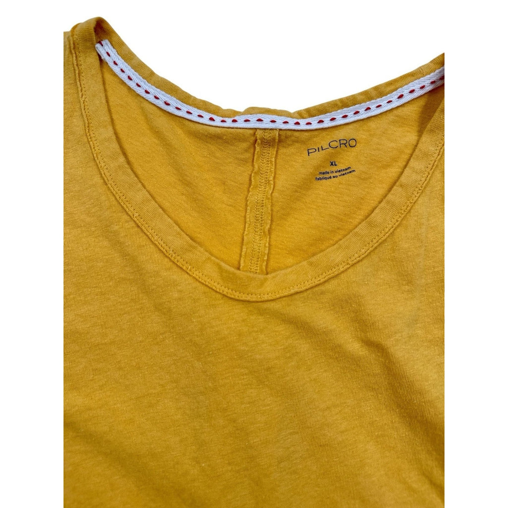 Pilcro Anthropologie Mustard Yellow Linen Blend Short Sleeve T-Shirt XL
