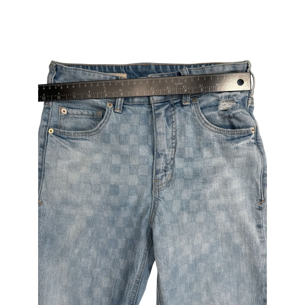 Pilcro The Vintage Straight Checkered Distressed Raw Hem Jeans size 25