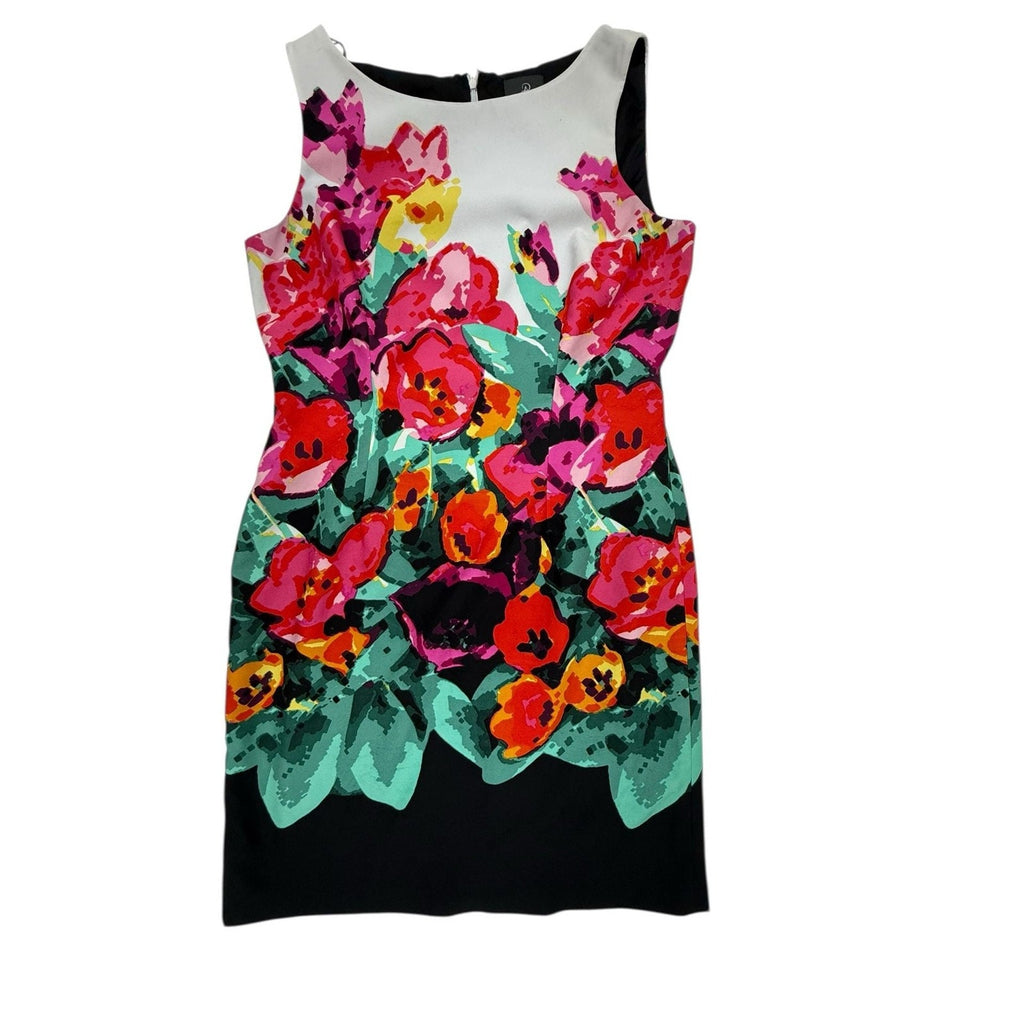 Adrianna Papell Women's Size 12 Vibrant Watercolor Floral Sheath Dress Sleeveles